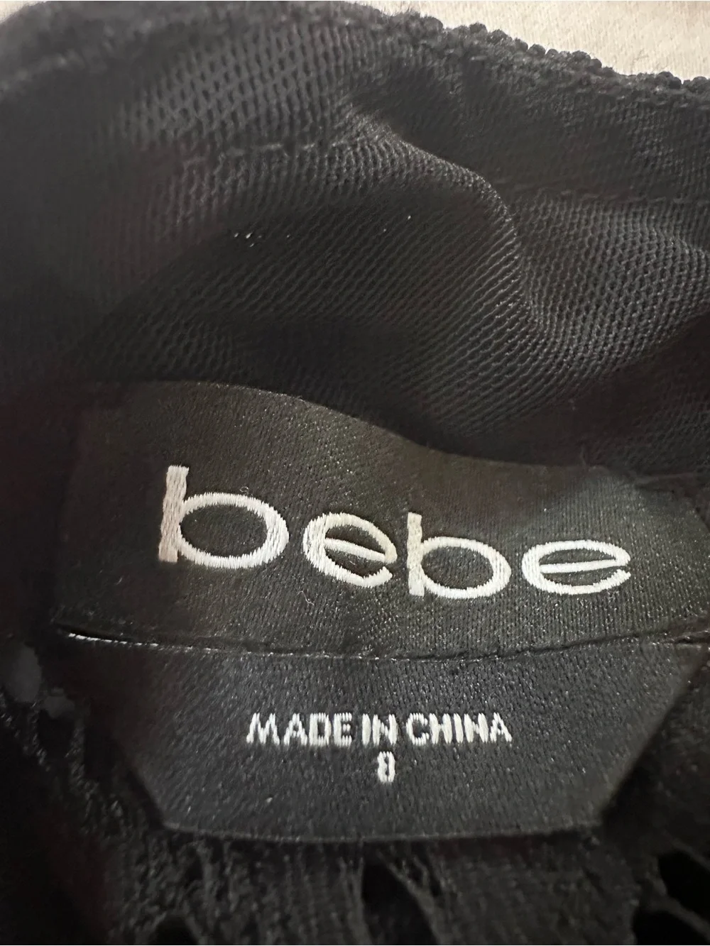 bebe Black Dress with Lace Detail